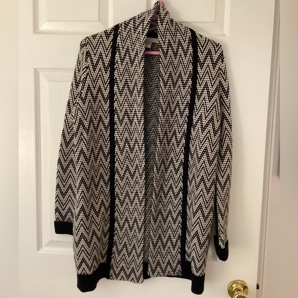 Banana Republic Navy and White Chevron Cardigan Sweater